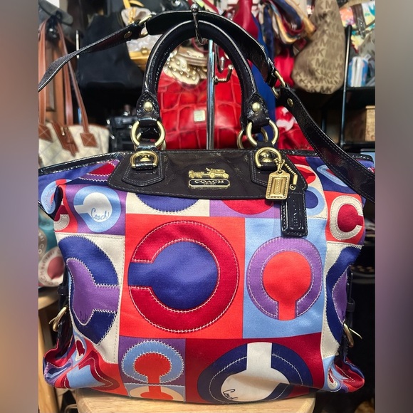 2008 SET Coach Madison Op Art Julianne Shoulder Bag w/ Fold-over Clutch Wristlet - Picture 2 of 15